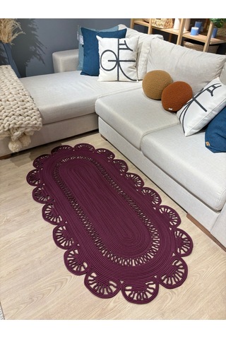 Matrix Jüt Kilim, Paspas, Mutfak Halısı, Banyo Paspası, Kilim, Halı, Oturma Odası Halısı Mürdüm