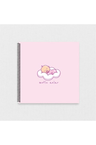 Mutlu Anlar Kız Bebek Baskılı El Yapımı Fotoğraf Anı Defteri-2723 - Çok Renkli