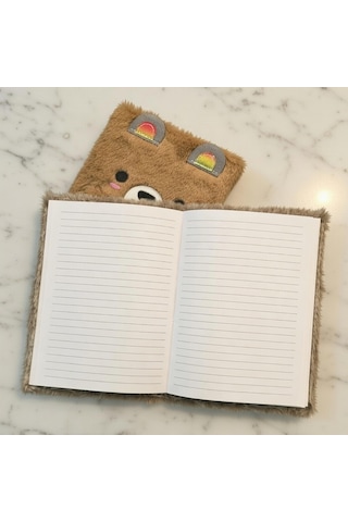 Sevimli Peluş Çizgili Defter Çok Renkli