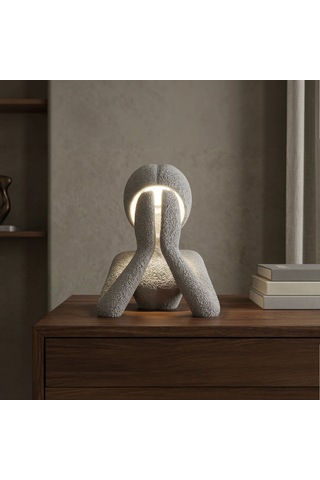 Fibrika Store Aura Modern Heykel Tasarım Dekoratif Masa Lambası Gri