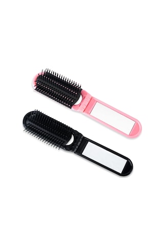 Paket Katlanabilir Aynalı Tarak, Anti-statik Saç Fırçası, Kompakt