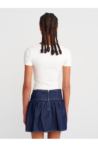 Dilvin 80577 %100 Pamuk Anvelop Mini Denim Etek-lacivert