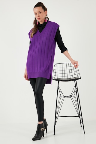 Lela V Yaka Arkası Uzun Triko Bayan Süveter 4616088Y Mor