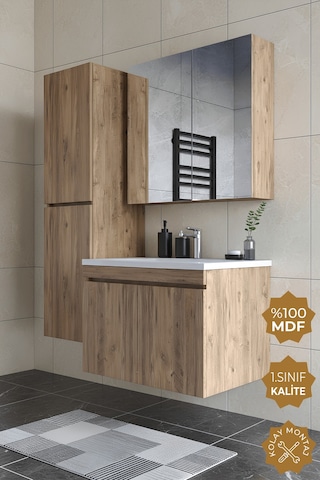 Teta Home Tokyo 65 Cm Mdf Banyo Dolabı Seti + Boy Dolabı Atlantik Çam Atlantik Çam