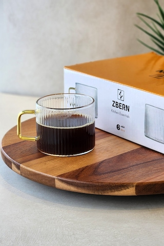6'lı Desenli Kupa -150 Ml Şeffaf