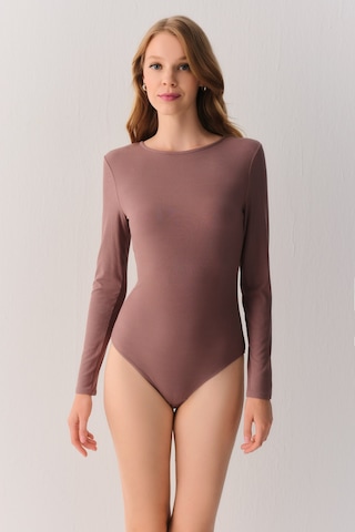 Suwen Fine Rib Modal Ribanalı Body St6004612019 Kahverengi