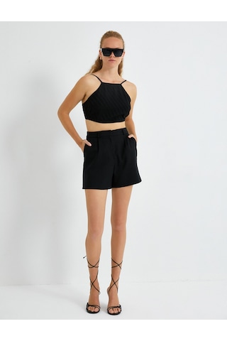Koton Crop Atlet Halter Yaka Siyah 2sak30009uw 2SAK30009UW999