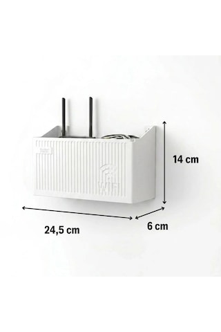 Go İthalat Duvar Tipi Wi-fi Modem Saklama Kutusu Beyaz Kablo Düzenleyici Router Raf Organizer
