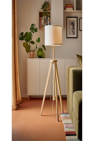 Ikea Dişbudak Ahşap Dişbudak Beyaz Şık Yer Lambası Lambader Beyaz