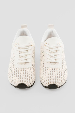 Mubiano Kadın Sneaker Örgülü Gümüş Detaylı Bağcıklı Spor Ayakkabı Nessa Beyaz Beyaz