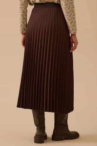 Kadın Esnek Bel Pliseli Basic Etek - Kahverengi Kahverengi
