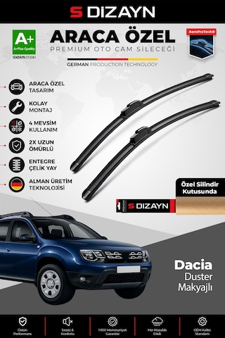 S-dizayn Dacia Duster Ön Cam Silecek Seti 2014-2018 Premium Araca Özel 60-45 Cm A+ Kalite