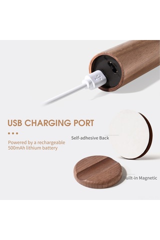 Ranyeek Akıllı Hareket Ve Işık Sensörlü Usb Şarj Edilebilir Manyetik Duvar Lambası - Doğal Ahşap, Sıcak Beyaz Işık, Çekmeceler/ Koridorlar İçin Haki