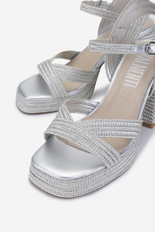 Valmenti Kadın Vegan/tekstil Topuklu Sandalet 1141 Havana-002 Bn Sndlt Y25 Sılver Rope Gümüş