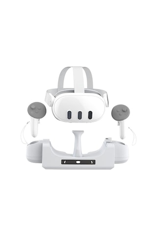 Artfulabode Meta Quest 3 Vr Kask Montajı İçin Led Göstergeli Şarj Tabanı, Gri Beyaz