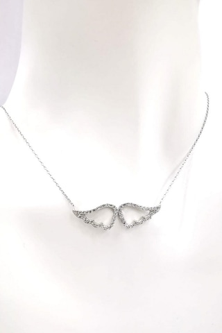 Omar Silver Kadın Melek Kanadı Model Zirkon Taşlı Gümüş Kolye Omr