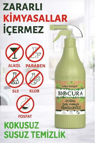 Biocura Doğal Sertifikalı Leke Çıkarıcı Bitkisel İçerikli Çok Amaçlı Temizleyici 2 x 1 L