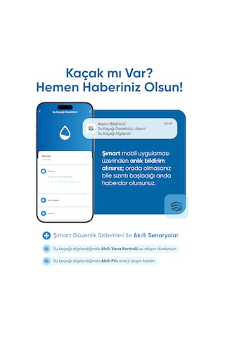 Şımart Akıllı Su Kaçağı Dedektörü Problu, 100db Alarm Sesli, Uygulama Bildirimli Siyah