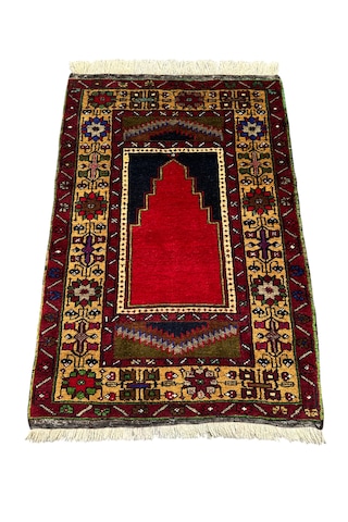 El Dokuma Sıfır Ortaköy Halısı Seccade 83x125 Kök Boya Namazlık