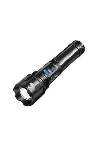 Yifomall Xhp50 Led Usb Şarjlı Fener, Dış Mekan Acil Durumlar İçin Uzak Menzilli Yakınlaştırmalı Keşif Işığı Pil Yok Siyah