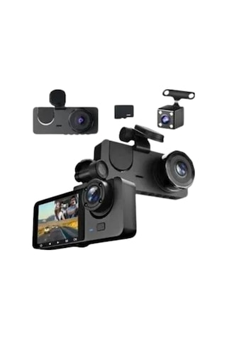 1080p Ön + 720p Arka & İç Kamera Suya Dayanıklı Araç Güvenlik Kamerası 05444087