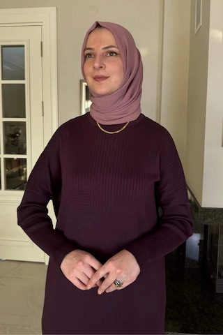 Rabia Şamlı Dora Triko Tunik Mürdüm Normal