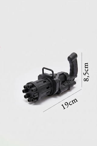 3 Parça Pilli 8 Delikli 19cm Köpük Makinası Ve 2x10ml Baloncuk Sıvılı Eğlenceli Çocuk Oyun Seti Siyah