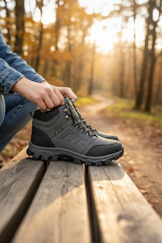 Enoch Erkek Siyah Waterproof Kürklü Outdoor Trekking Ve Kışlık Bot Füme - Siyah