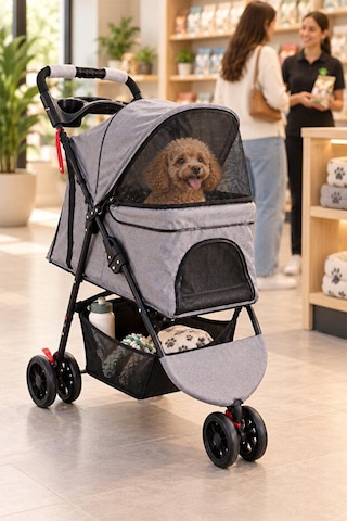 Tiny Kiwipets Kppc-10866 Evcil Hayvan Arabası 15 Kg Taşıma Kapasitesi Katlanabilir Frenli