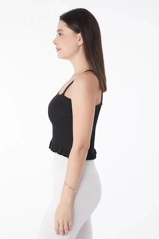 Kazax Yazlık Triko Crop Siyah