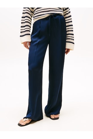 Tommy Hilfiger Sateen Tıe Rlxd Straıght Pants Kadın Mavi Pantolon - Ww0ww47171 Mavi