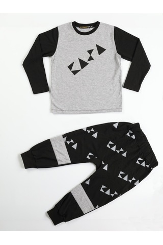 Casabony Casa Black Baggy Pantolon + T-Shirt Takım-Gri - Siyah