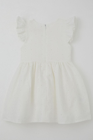 Breeze Kız Çocuk Elbise Çiçek Nakışlı Fiyonk Aksesuarlı 2-6 Yaş, Ekru Ekru