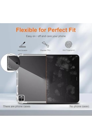 İpad Air 13 İle Uyumlu 2025 M3 Kılıf Tablet Nitro Anti Shock Silikon Tamamen Şeffaf Görünümlü Kapak İpad Air 13 İle Uyumlu Tablet Kılıf Şeffaf Renk