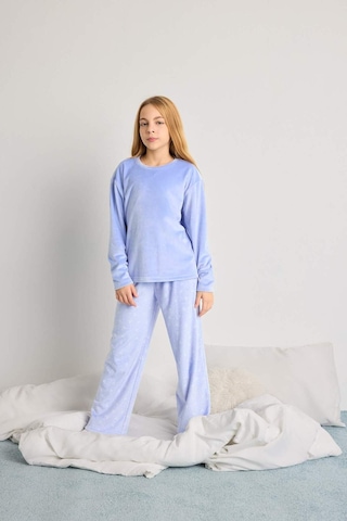 Defacto Pijama Takımı Polar Uzun Kollu Üst Uzun Alt Kız Çocuk D1068a825wnbe250 Mavi-be250