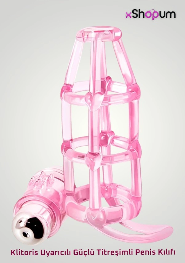 xShopum Klitoris Uyarıcılı Güçlü Titreşimli Penis Kılıfı