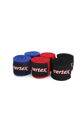 Vertex Kırmızı Mavi Siyah 3'lü Takım Likralı Boks Bandajı Çok Renkli