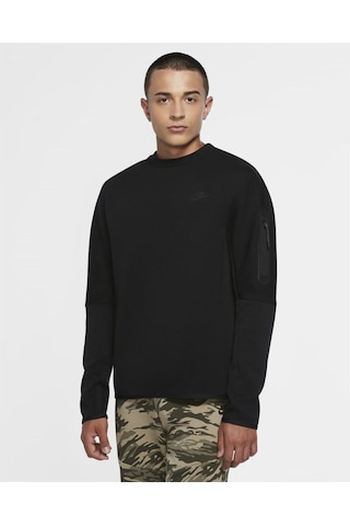 Siyah - Gri - Gümüş Erkek Bisiklet Yaka Sweatshirt Cu4505-010 M Nsw Tch Flc Crw Siyah - Gri - Gümüş