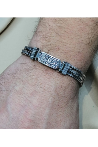Omar Silver 925 Ayar Midyat Hasırı Cihan Albora Gümüş Erkek Bilekliği