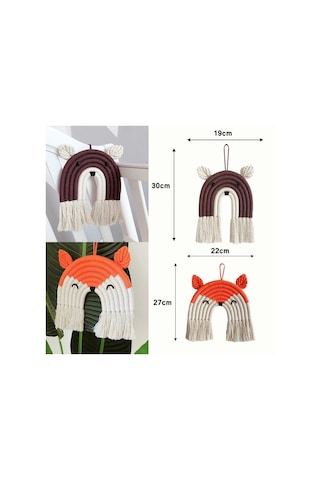 Tilki Ayı Gökkuşağı Geyik Makrome El Dokuma Çocuk Odası Bulut Odası Goblen Dekor Br