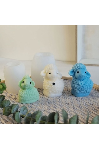 Gildedwill 3d Sevimli Koyun Silikon Kalıp Kendin Yap Hayvan Mum Yapımı Alçı Reçine Sabun Kalıbı El Sanatları Çikolata Fondan Pişirme Aracı