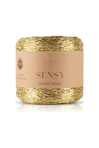 Sensy Premium 320 M Simli Metalik Ip Parlak Çanta Rafya Supla Ip Metalik Bükümlü Ip 250 Gr Altın