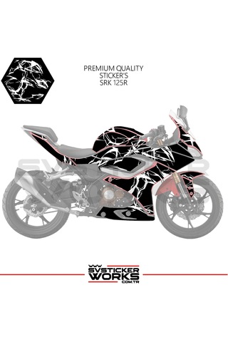 Rks Srk 125r Kaplama Sticker Şimşek Yıldırım Motor Kaplama Modeli Hazır Kit Beyaz