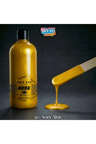 Aura Metalik Sedefli Ve Vernikli Boya - 510 Som Altın Ahşap, Taş Tozu, Hobi, Dıy -