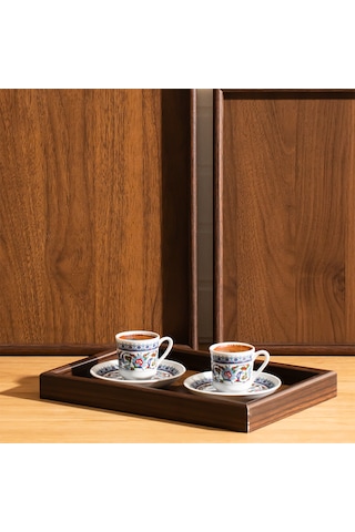 Porsima 130105044 Ahşap Tepsi 3lü Set Çay Kahve Bambu Sunumu Tepsi Seti Ahşap-kahve