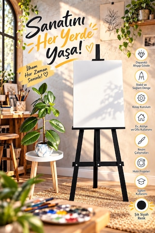 Koala Şövale, Ressam Sehpası, A Tipi Stüdyo, Siyah
