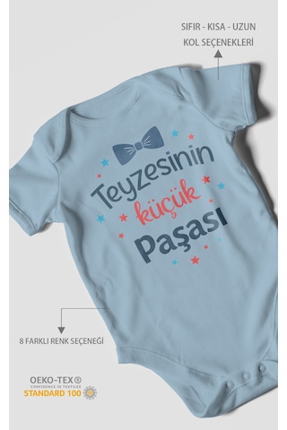 Morivokids Teyzesinin Küçük Paşası Kısa Kollu Bebek Body Bebe Mavisi