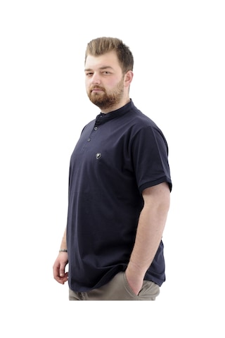 Mode Xl Büyük Beden Erkek Tişört Düğmeli Hakim Yaka T-shirt U24339 Lacivert Lacivert