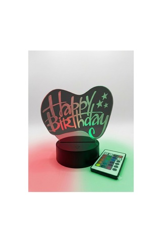 Hapy Birthday Temalı 3 De Figür Aydınatma - Gece Lambası Çok Renkli