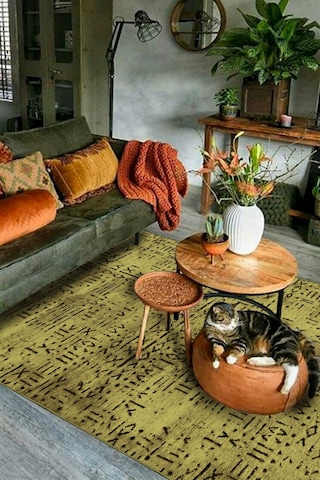 Vadi Şönil Haki Rengi Modern Makine Dokuma Halı-8014-441 Yeşil